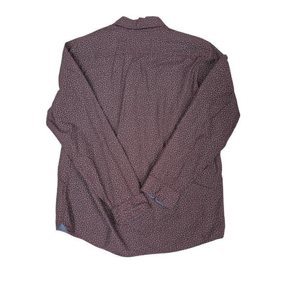 Express Mens L Slim soft wash, calico mens button down cotton shirt Denim Accent - Picture 2 of 8